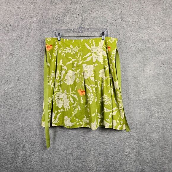 Old‎ Navy Mini Hawaiian Skirt 14 Green Tropical Floral Resort Boho Dainty Flowy - Picture 1 of 7